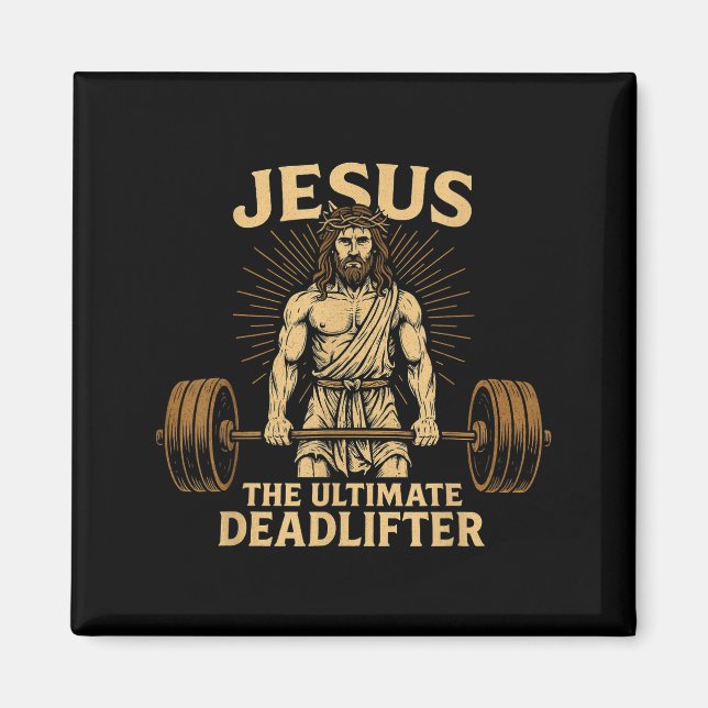 Aimant Jesus The Deadlifter Christian Fitness  (Devant)