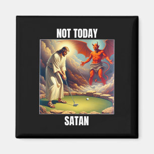 Aimant Jésus Vs Satan jouant au golf - Pas aujourd'hui Sa