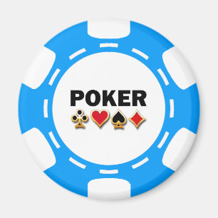 AIMANT JETON DE POKER BLEU ET BLANC