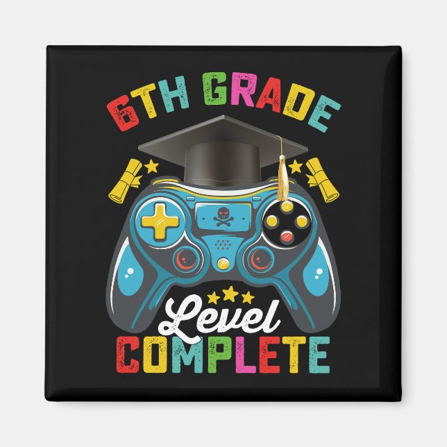Aimant Jeu de niveau 6e année de fin d'études Gamer (Devant)