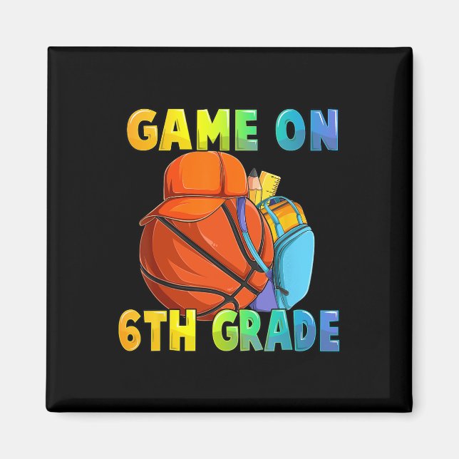 Aimant Jeu En 6E Année Premier Jour De L'École Basketball (Devant)