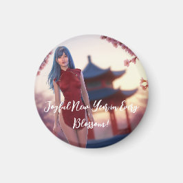 Aimant Jeune Cheongsam Beauté Poster pour le Nouvel An ch