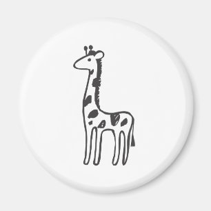 Aimant Jeune girafe dans le croquis noir et blanc