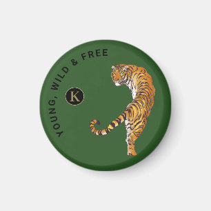 Aimant Jeune, sauvage et libre Tigre Monogramme Arrière -