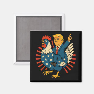 Aimant Jockey de poulet Trump Mème amusant