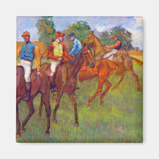 Aimant Jockeys et chevaux de course, Edgar Degas (Devant)