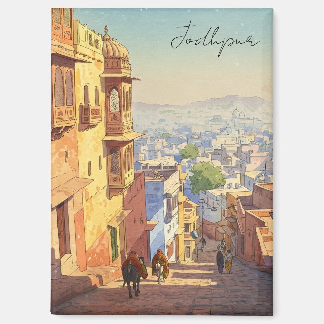Aimant Jodhpur India Blue maisons Watercolor (Recto)