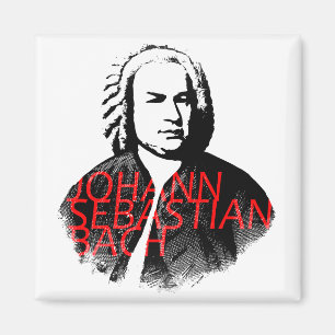 Aimant Johann Sebastian Bach portrait et lettres rouges