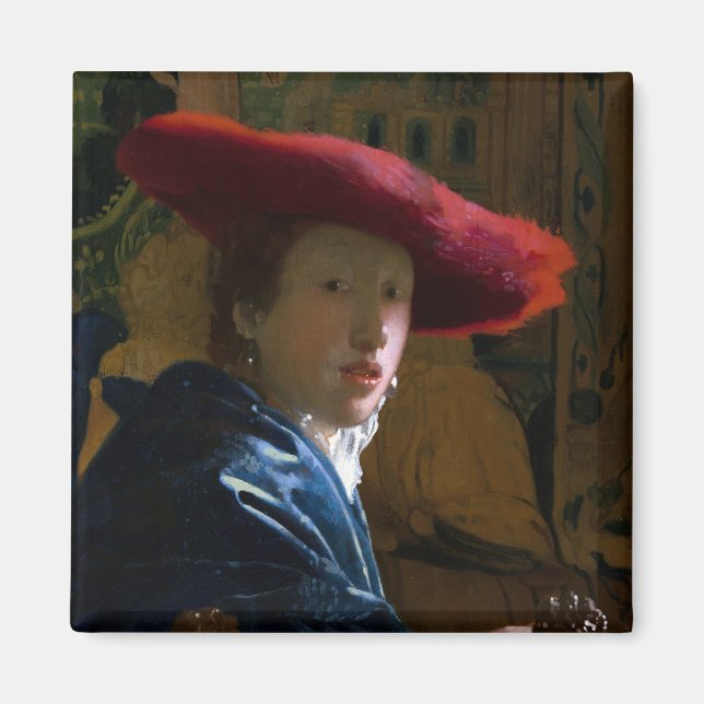 Aimant Johannes Vermeer - Fille avec un Casquette rouge (Devant)