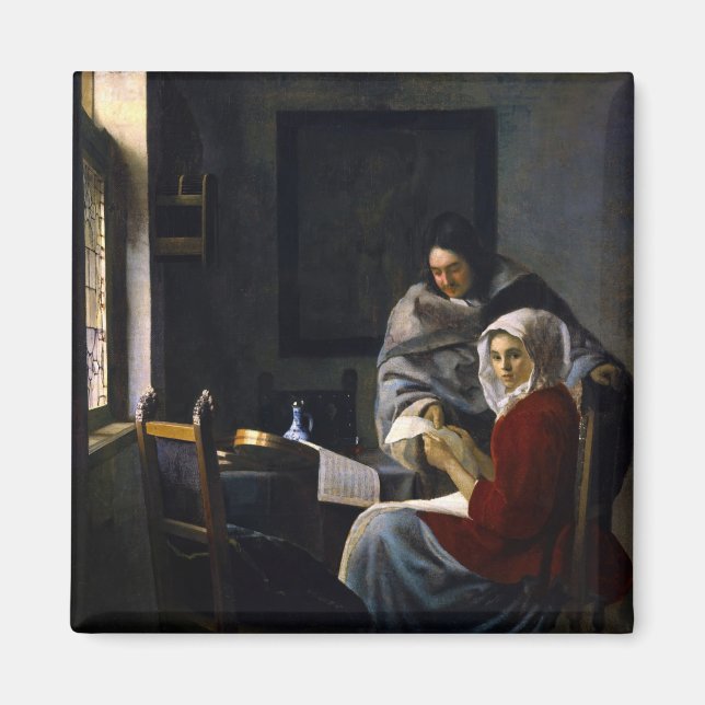 Aimant Johannes Vermeer - Une fille interrompue à sa musi (Devant)