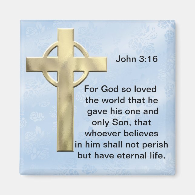 Aimant John 3:16 (bleu) (Devant)