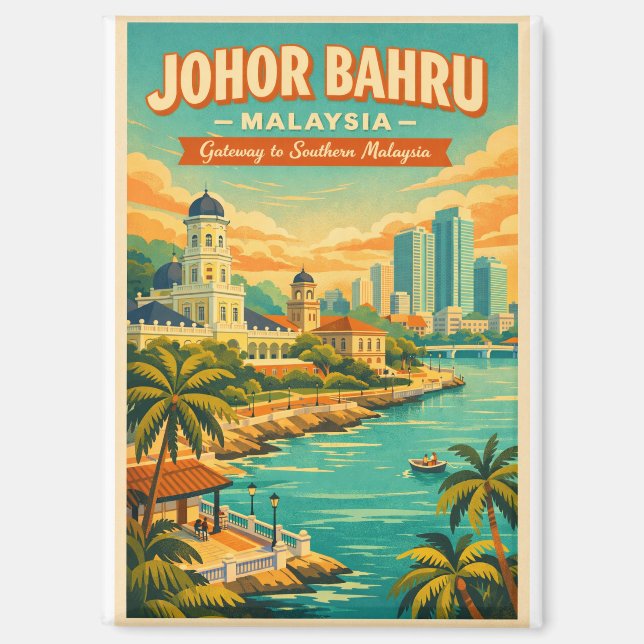Aimant Johor Bahru, Malaysia, in a vibrant retro (Recto)