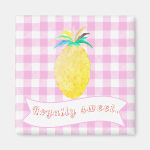 Aimant Joli Ananas Rose Royalement Sucré de Campagne