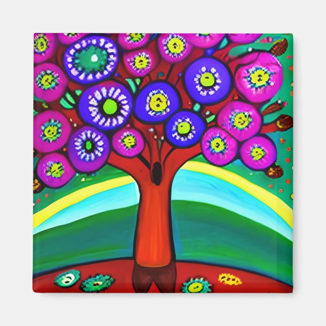 Aimant Joli Art Whimsical Folk Colorful (Devant)