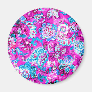 Aimant Joli bleu rose fleurs motif