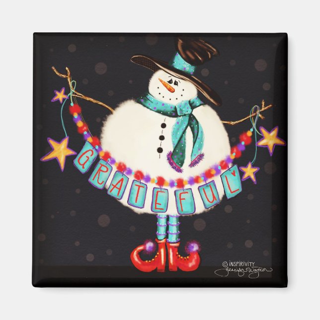 Aimant Joli bonhomme de neige Noël Inspirivé (Devant)