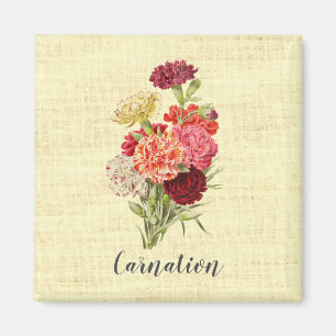 Aimant Joli Bouquet Carnation Vintage