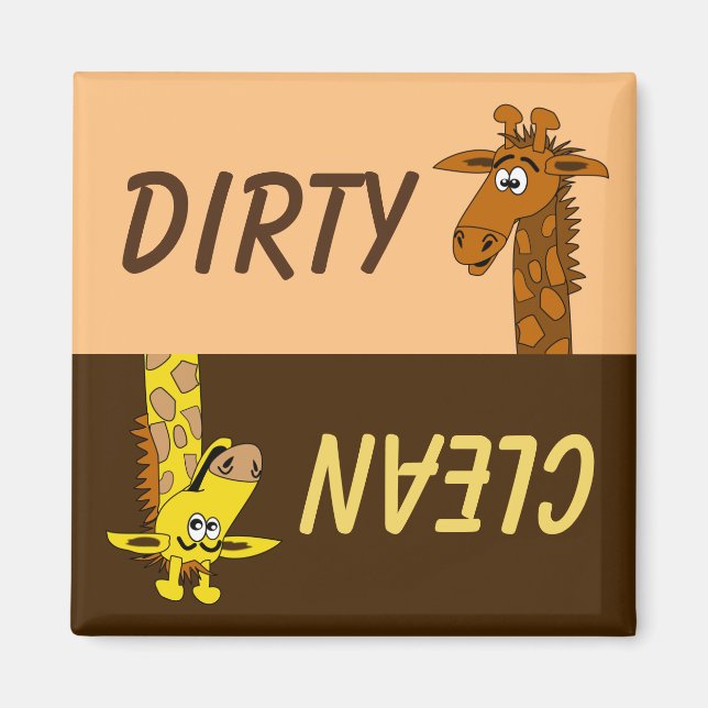 Aimant Joli Cartoon Giraffe Sale Lave-Vaisselle propre Ma (Devant)