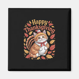 Aimant Joli chat de Thanksgiving Dinde drôle d'animal d'a