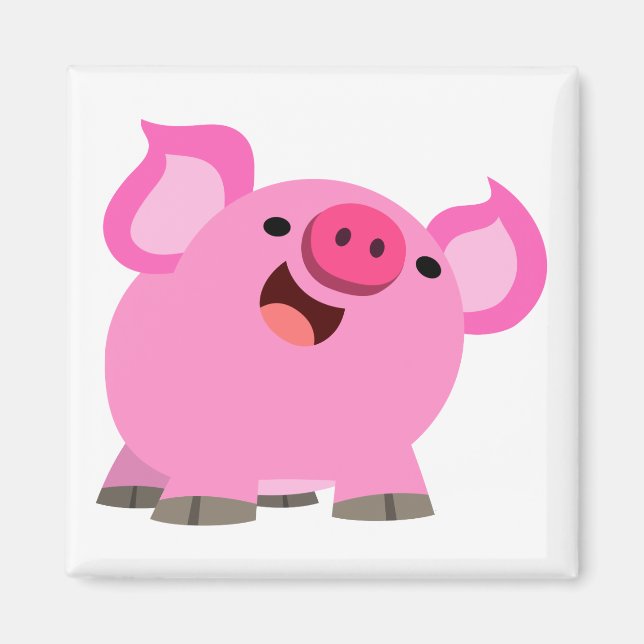 Aimant Joli Cochon De Caricature En Rire (Devant)