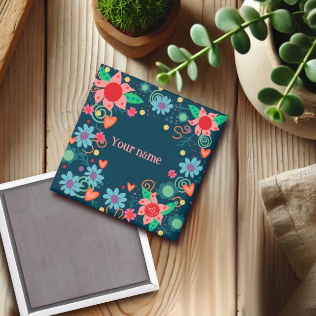 Aimant Joli Coeur Floral Customisé Inspirivité (Créateur téléchargé)