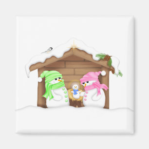 Aimant Joli crèche de Noël bonhomme de neige