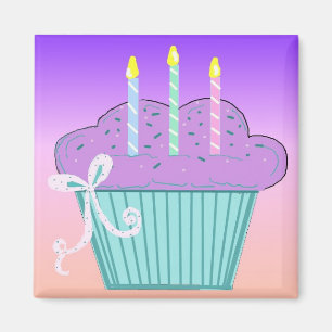 Aimant Joli design de cupcake d'anniversaire