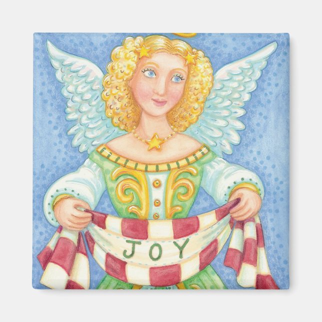 Aimant Joli dessin de Noël Angel Halo avec bannière Joie (Devant)