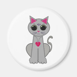 Aimant Joli drôle heureux chat gris