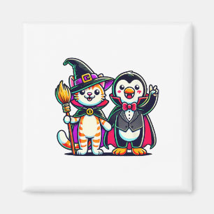 Aimant Joli Halloween Enfants Penguin Vampire Chat Witn