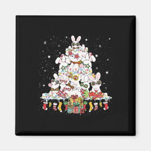 Aimant Joli lapin de Noël Arbre lapins blancs entouré