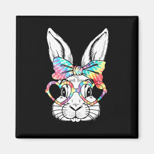 Aimant Joli lapin lapin Face Tie Dye Gles Girl Happy Eas