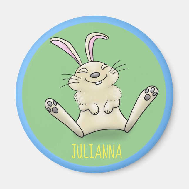 Aimant Joli lapin souriant joli dessin animé (Devant)