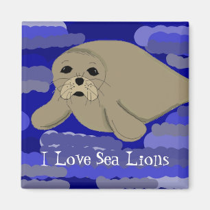 Aimant Joli lion de mer de dessin animé
