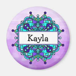 Aimant Joli Mandala violet et bleu