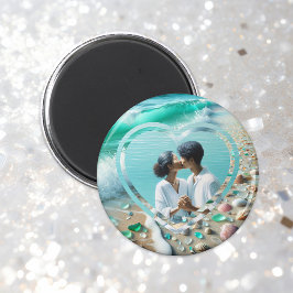 Aimant Joli Mariage photo en verre de mer