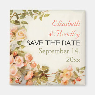 Aimant Joli mariage rose romantique Enregistrer la date