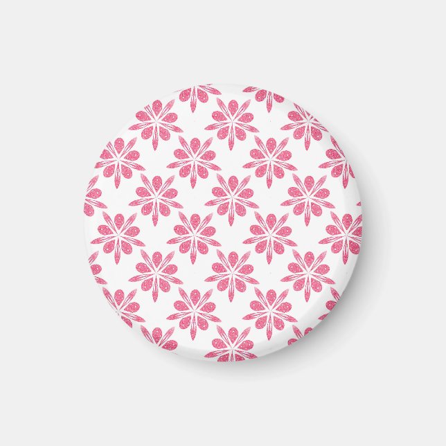 Aimant Joli Motif rose et blanc fleur de neige (Devant)