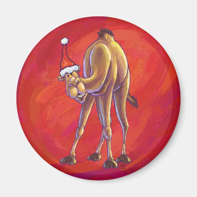 Aimant Joli Noël Camel En Rouge (Devant)