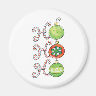 Aimant Joli Noël Ho Ho Ho, Sucres de canne Ornements