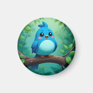 Aimant Joli Oiseau Bleu de Dessin Animé