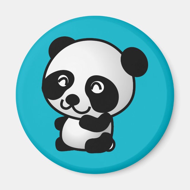Aimant Joli ours de panda blanc et noir (Devant)
