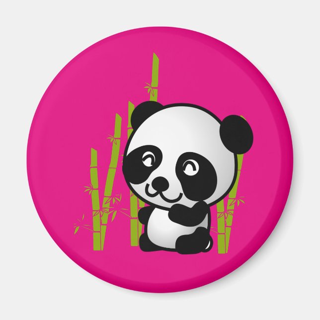 Aimant Joli ours de panda noir et blanc dans une bosquet  (Devant)