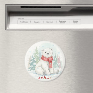 Aimant Joli ours polaire aquarelle Hiver