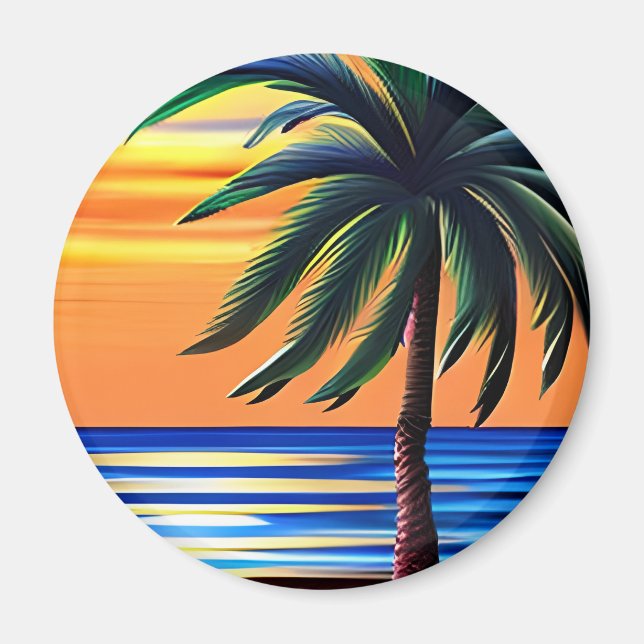 Aimant Joli palmier tropical soufflant dans le vent (Devant)