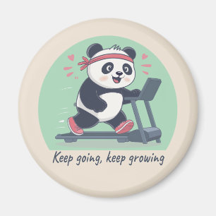 Aimant Joli panda motivant sur tapis roulant