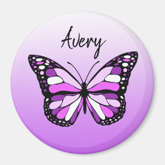 Aimant Joli Papillon pourpre Nom personnalisé