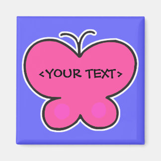Aimant joli papillon rose, <YOUR TEXT>