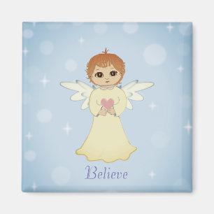 Aimant Joli petit ange sur fond bleu clair