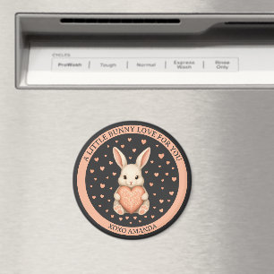 Aimant Joli Petit Lapin d'Amour avec Cœur sur Charbon Fon
